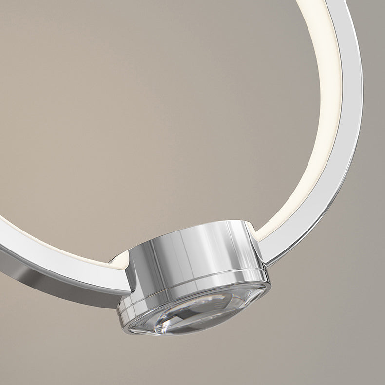Lustre LED en aluminium avec anneau elliptique géométrique minimaliste moderne en cristal pour salon 