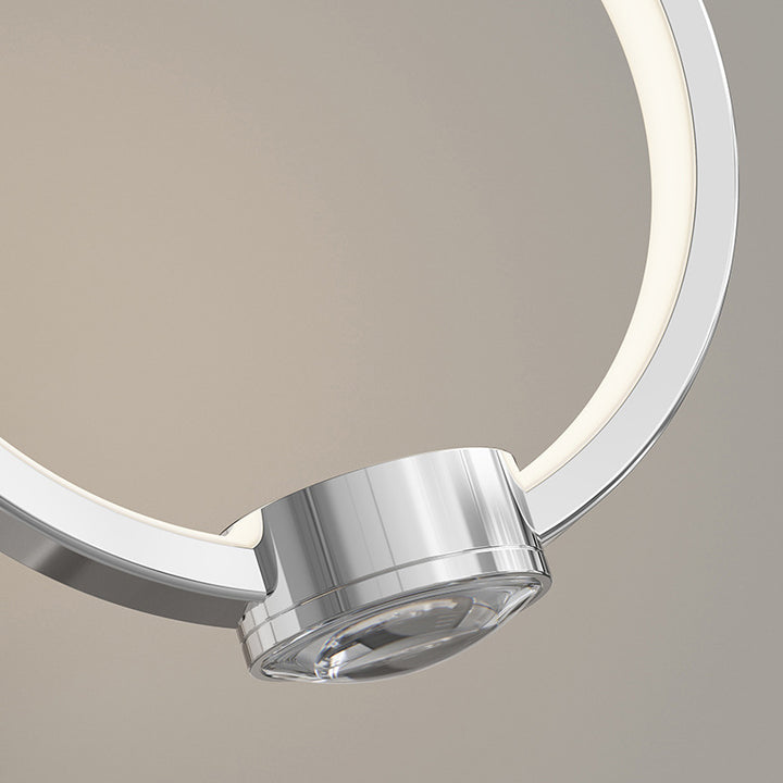 Lustre LED en aluminium avec anneau elliptique géométrique minimaliste moderne en cristal pour salon 