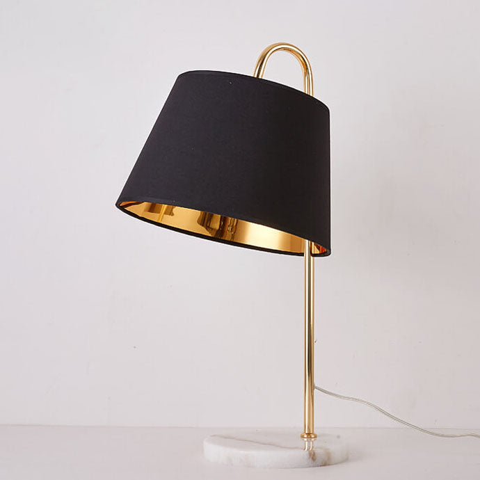 Nordic Modern Solid Color Stoffschirm Marmor 1-Licht Tischlampe 