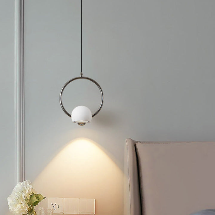 Lustre LED Suspendu Cercle en Aluminium Nordique Contemporain avec Anneau Élévateur pour Chambre 