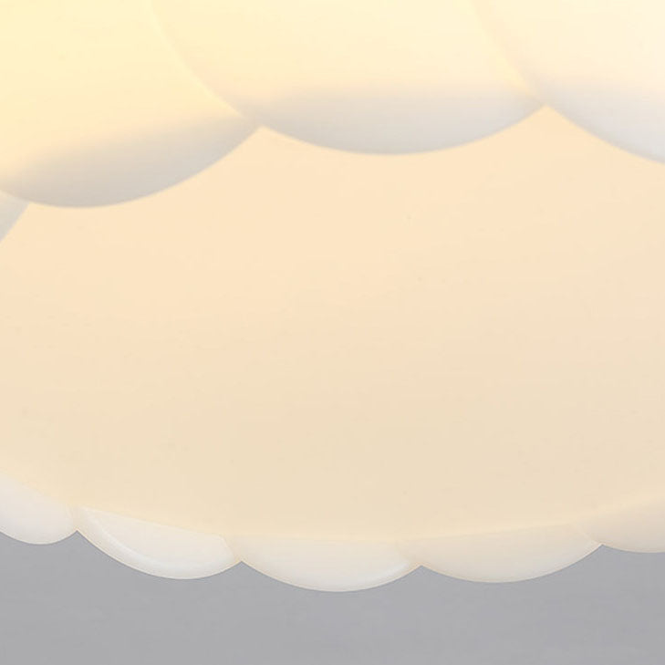 Modern Minimalist Round Flower Hardware PE LED Semi-Flush Mount Ceiling Light For Bedroom