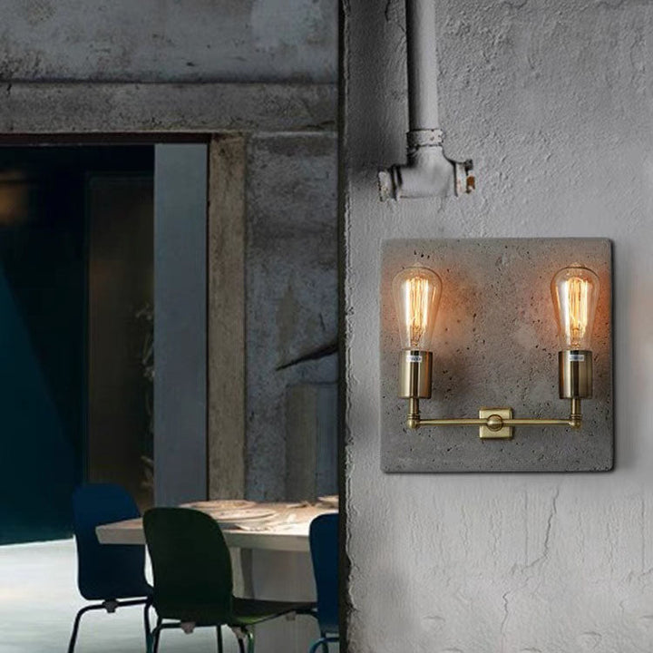 Applique murale contemporaine scandinave carrée en fer et plâtre de ciment à 2 lumières pour salon 