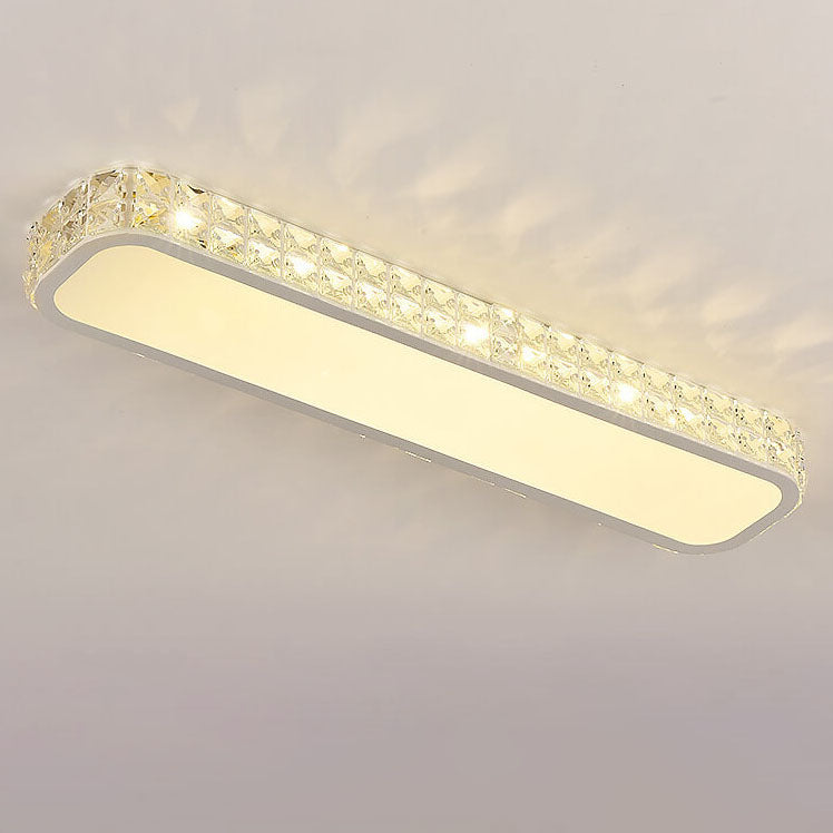 Modern Luxury Crystal Long Strip Acrylic LED Flush Mount Ceiling Light
