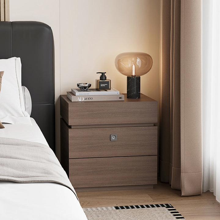 Contemporary Luxury Rectangular Plywood Eucalyptus Wood Nightstand 3-Drawer For Bedroom