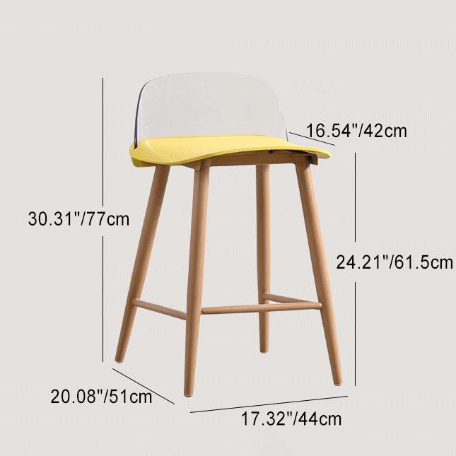 Moderner minimalistischer rechteckiger Barhocker aus Kohlenstoffstahl mit Kunststofflehne für das Esszimmer 