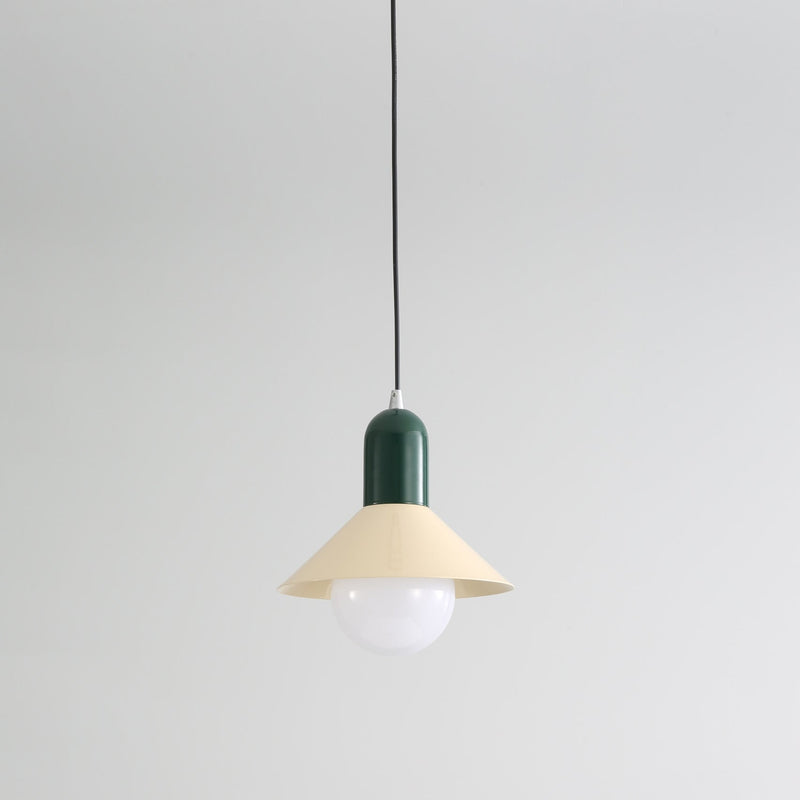 Contemporary Simplicity Macaron Iron Geometric Cone Shape 1-Light Pendant Light For Living Room