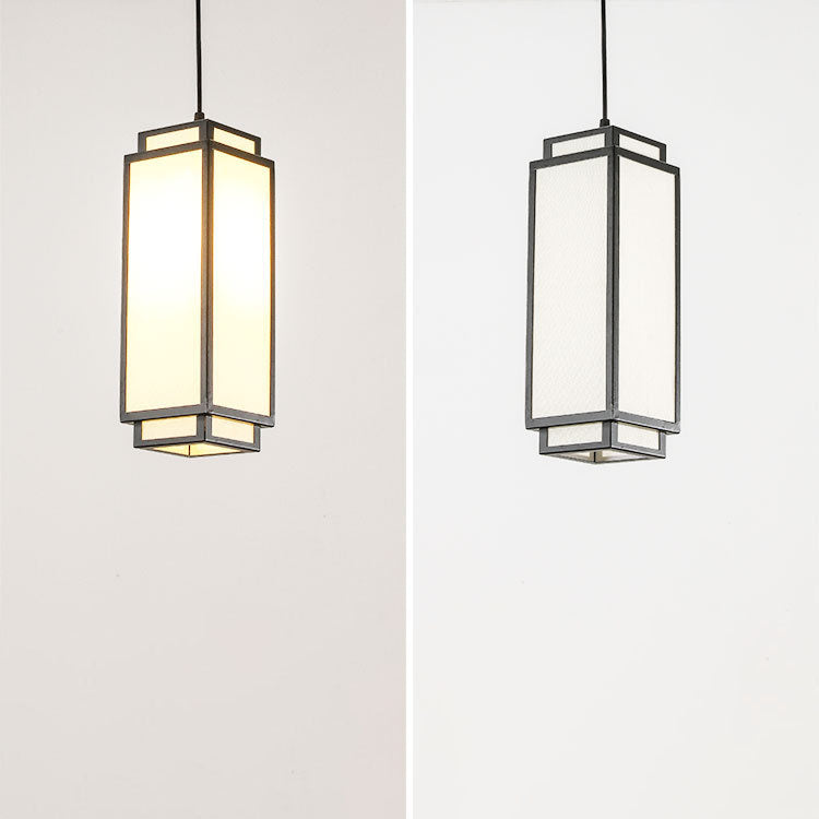 Traditionelle chinesische rechteckige Pendelleuchte aus Eisengewebe mit 1 Licht für Wohnzimmer 