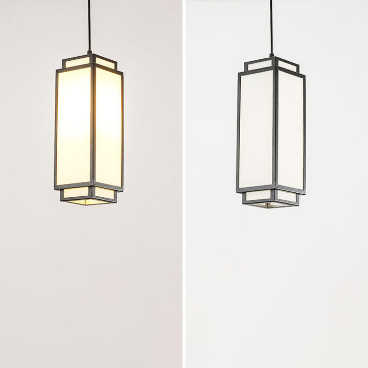 Traditionelle chinesische rechteckige Pendelleuchte aus Eisengewebe mit 1 Licht für Wohnzimmer 