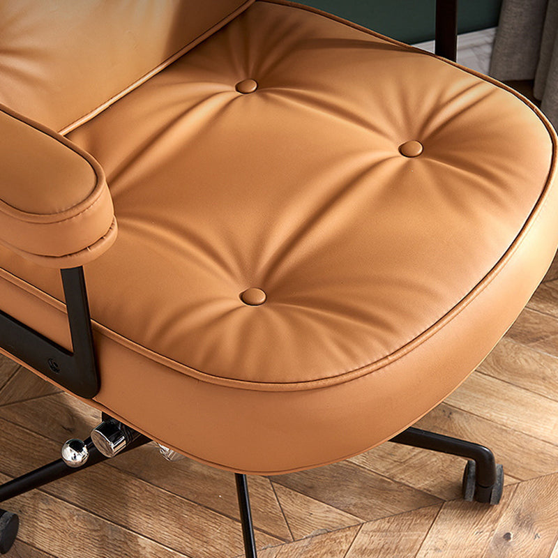 Moderner minimalistischer quadratischer Halbkreis-gepolsterter Leder-Hardware-Schreibtischstuhl mit Rückenlehne und Armlehne für das Home Office 