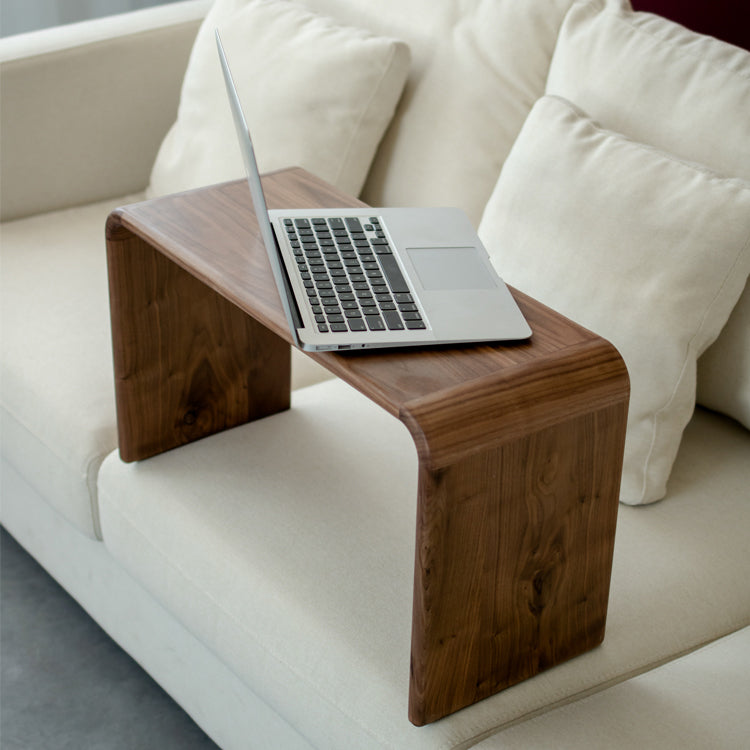 Mesa Auxiliar Cuadrada Rectangular Nórdica Contemporánea en Forma de C de Madera de Nogal para Sala de Estar 