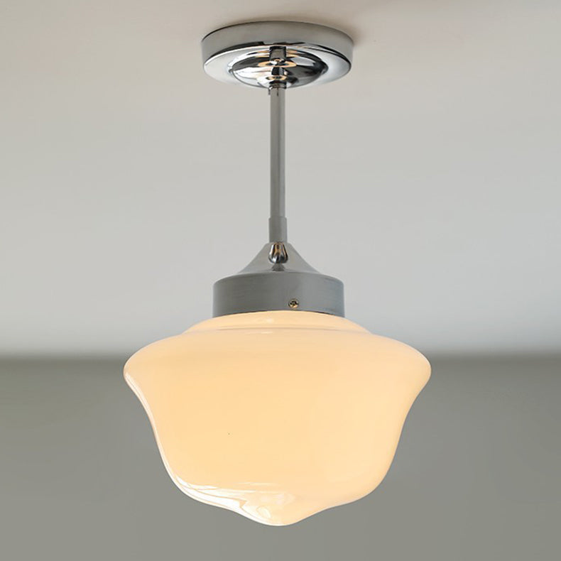 Zeitgenössische Einfachheit Eisen Glas Egg Tart Form 1-Licht Pendelleuchte für Wohnzimmer 