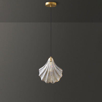 Moderne minimalistische Shell alle Kupfer Glas 1-Licht Pendelleuchte für Schlafzimmer 