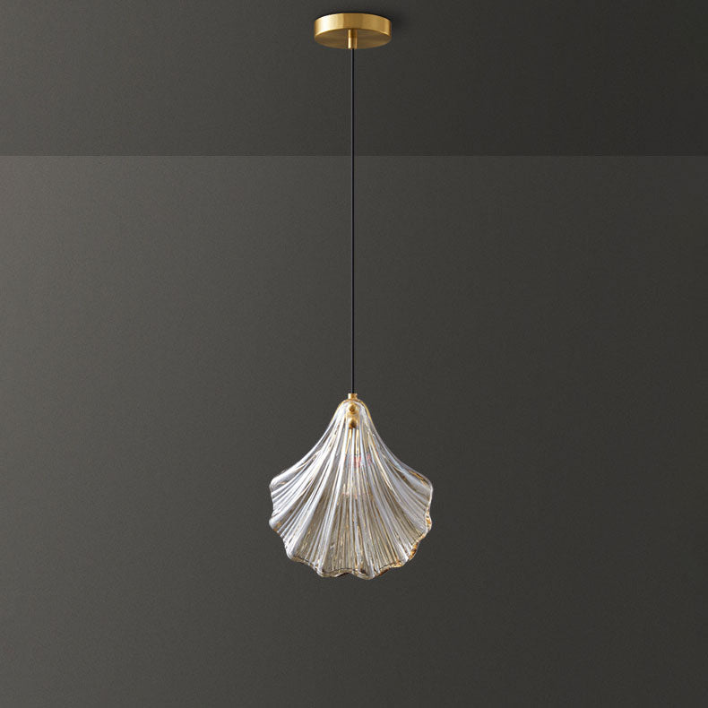 Moderne minimalistische Shell alle Kupfer Glas 1-Licht Pendelleuchte für Schlafzimmer 