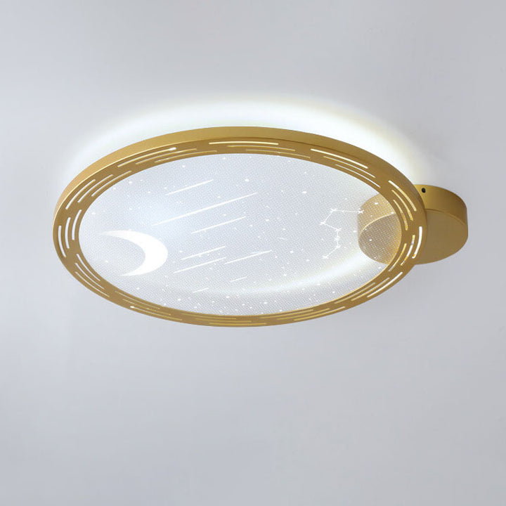 Nordisch moderner minimalistischer runder Stern-Mond-Eisen-Aluminium-Acryl-LED-Deckenleuchte 