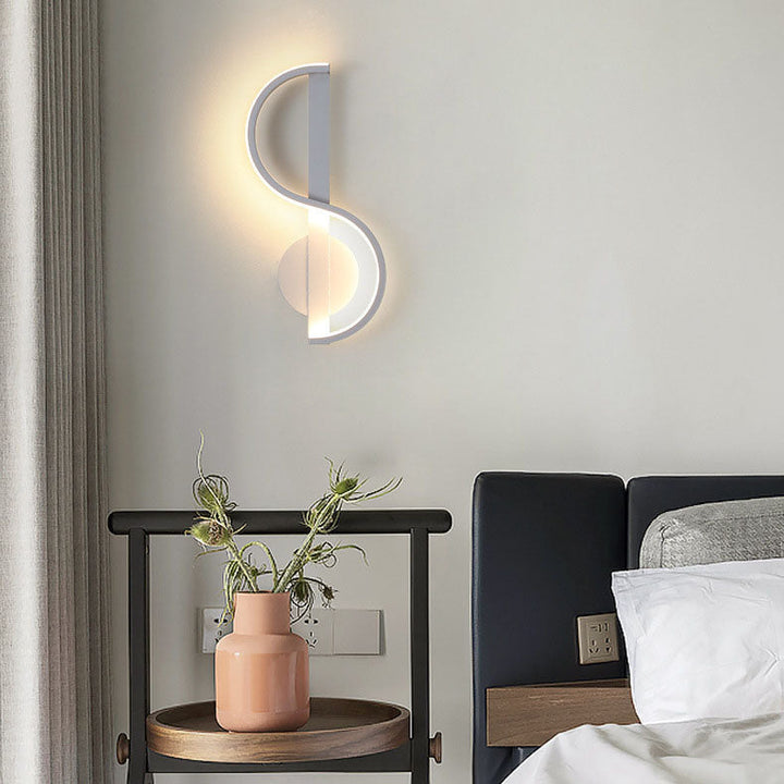 Applique murale à LED en fer en ligne de note de musique créative contemporaine en silicone pour chambre 