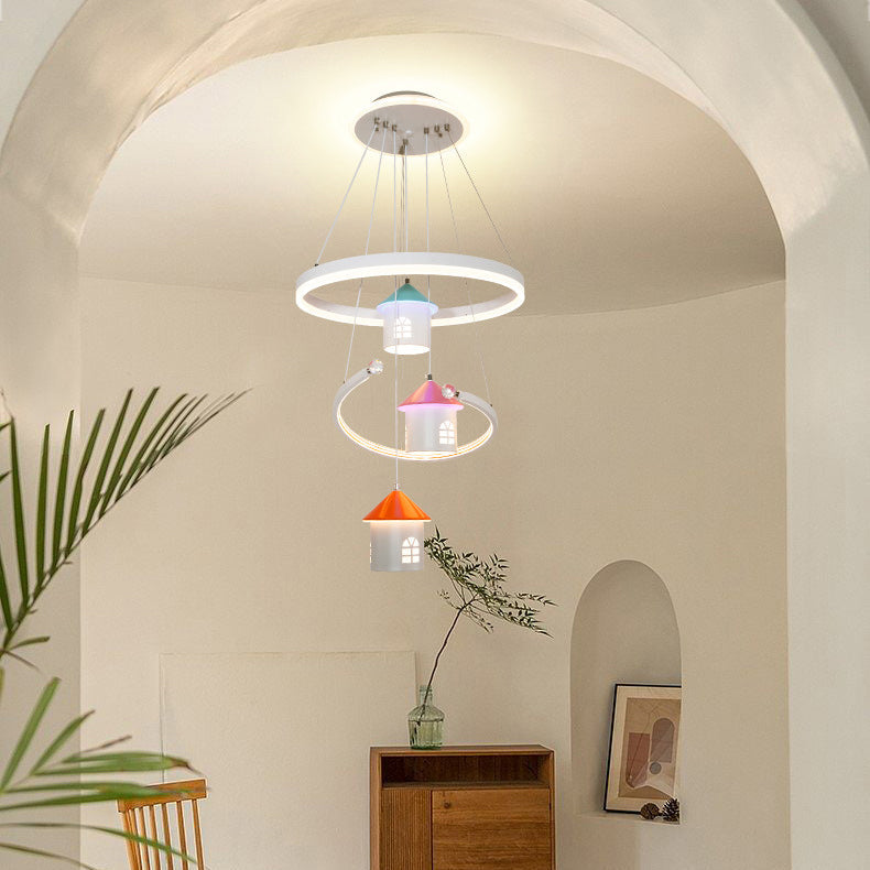 Chandelier LED en fer acrylique pour salon avec branche ronde minimaliste moderne et citrouille 
