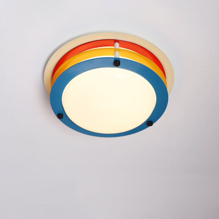 Moderne minimalistische bunte Eisen-Acryl-Disc Splicing LED Unterputz-Deckenleuchte für Schlafzimmer 
