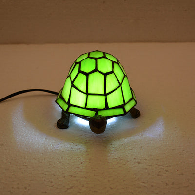 Contemporary Creative Alloy Glass Turtle 1-Light Table Lamp For Bedroom