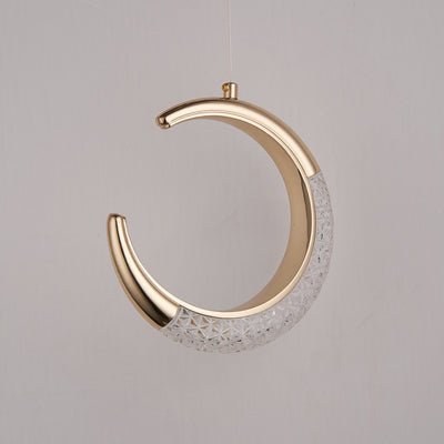 Contemporary Scandinavian Moon Circle Alloy PMMA LED Pendant Light For Bedroom