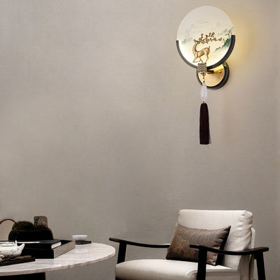Modern Transitional Round Fawn All Copper Glass Silicone LED Wall Sconce Lamp For Living Room