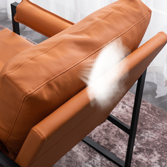 Contemporary Scandinavian Fabric Velvet Faux Leather Carbon Steel Latex Sponge Square Accent Chair Backrest Armrest For Living Room