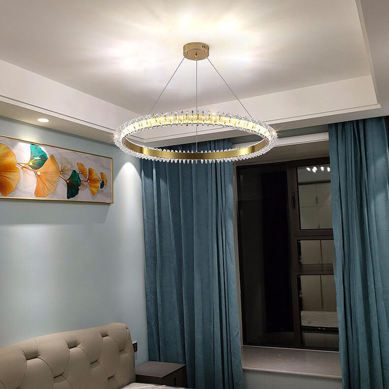 Contemporary Luxury Aluminum Acrylic Circle Ring LED Chandelier For Living Room