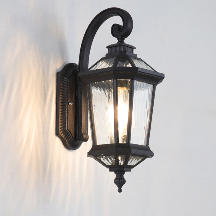 Lampe murale à un feu en cylindre octogonal en verre d&