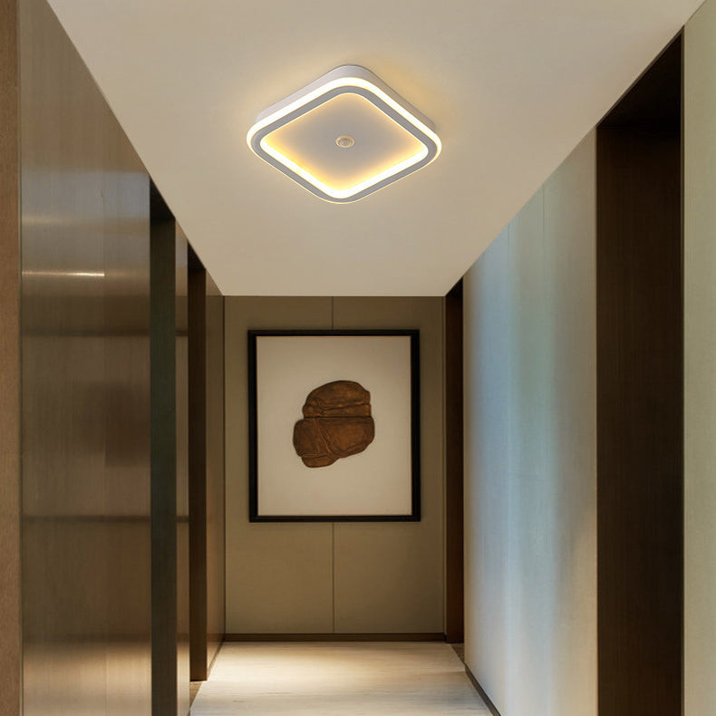 Plafonnier LED en fer aluminium PVC à montage affleurant rhombique rond minimaliste moderne pour salon 