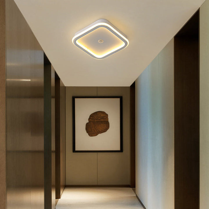 Plafonnier LED en fer aluminium PVC à montage affleurant rhombique rond minimaliste moderne pour salon 
