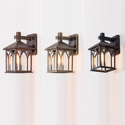 Traditionelle europäische wasserdichte Aluminiumglas-Würfel-1-Licht-Wandleuchterlampe für den Garten 