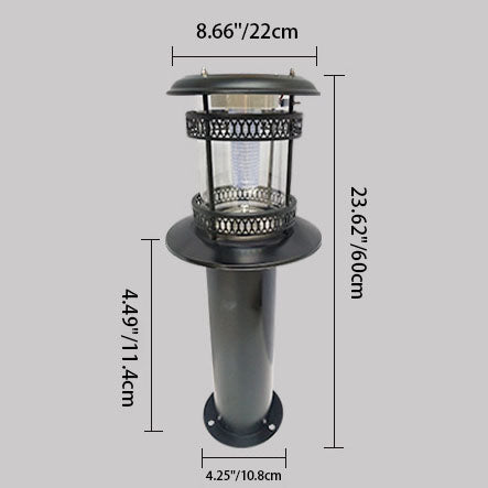 Solar Waterproof Cylindrical Stainless Steel Acrylic LED Lawn Outdoor Landscape Light