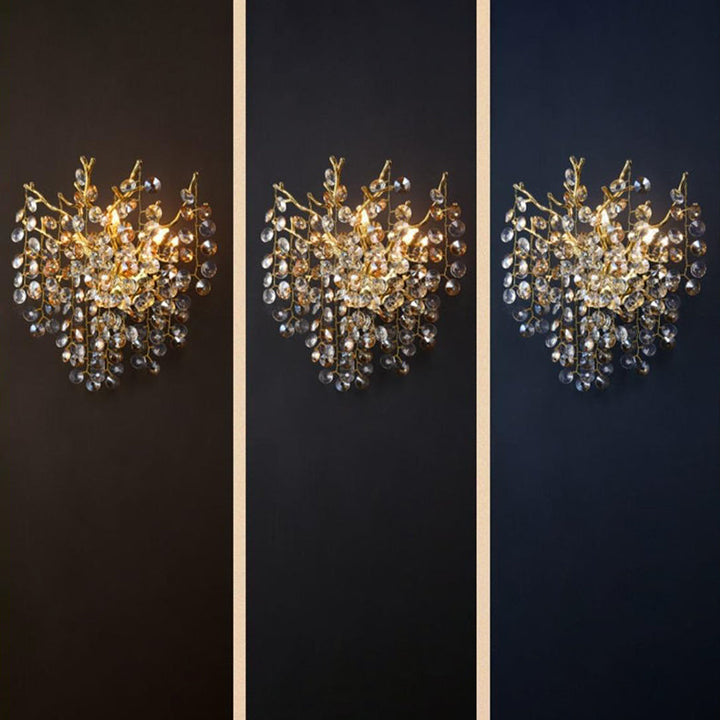 Applique murale moderne en aluminium de luxe avec cristal et perles à 2/3 lumières pour salon 