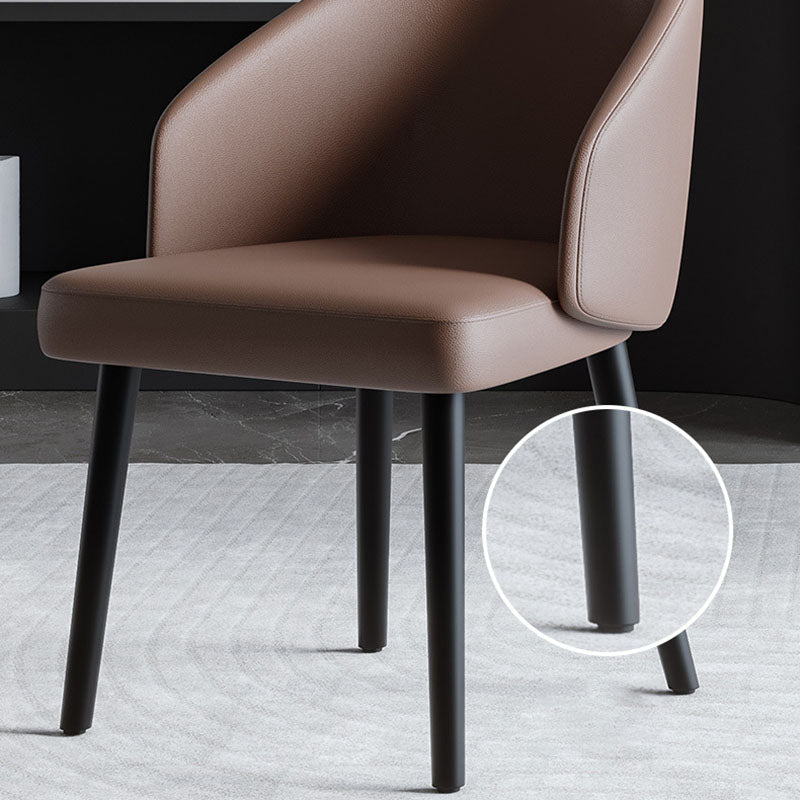 Chaise de salle à manger contemporaine nordique avec dossier en cuir PU, structure trapézoïdale, en bois de frêne, pour salle à manger 