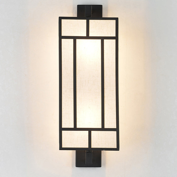 Lámpara Aplique de Pared de 1 Luz de Hierro con Pantalla de Tela Rectangular Retro Contemporánea para Comedor 