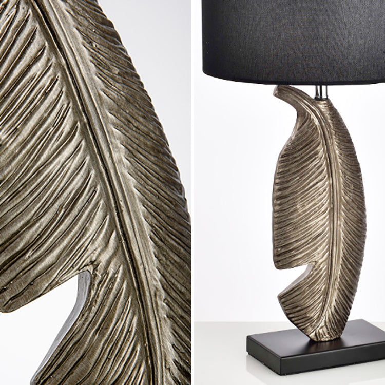 Modern Art Deco Leaf Resin Fabric Iron 1-Light Table Lamp For Living Room