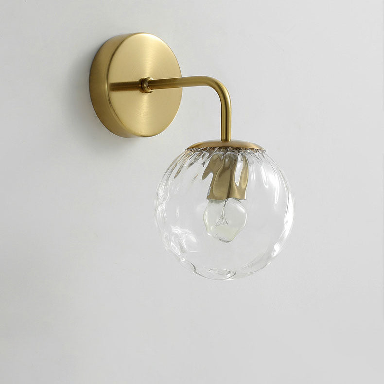 Contemporary Scandinavian Round Ball Iron Glass 1-Light Wall Sconce Lamp For Bedroom