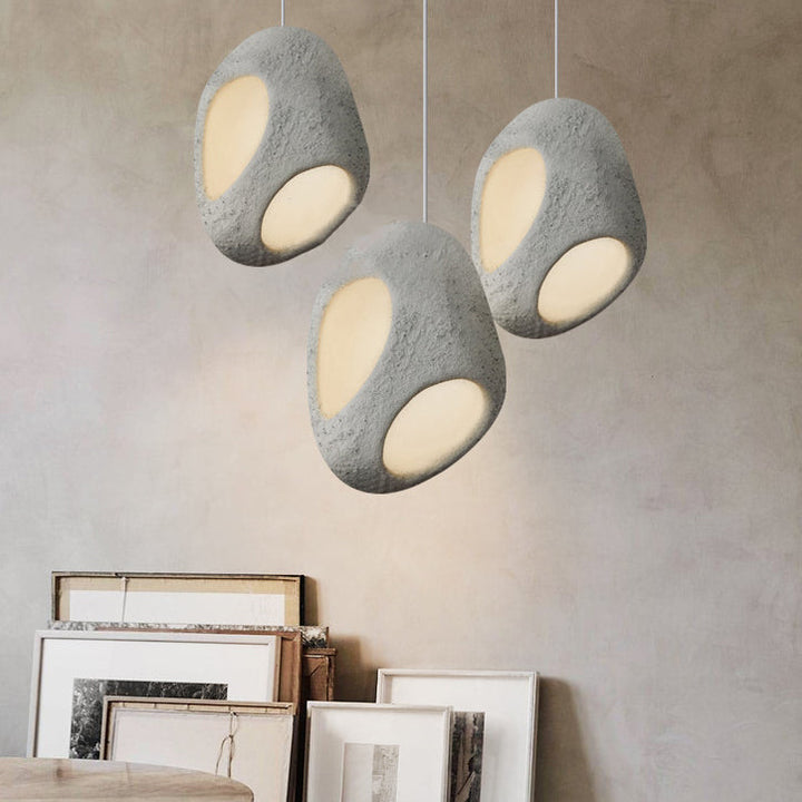 Lustre suspendu à 1 lumière en polystyrène à armature en fer japonais traditionnel pour salle à manger 