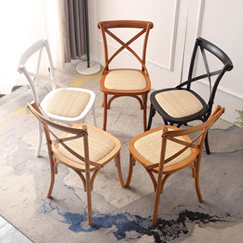 Dossier de chaise de salle à manger en rotin tissé rustique traditionnel en bois éponge rond rectangulaire 