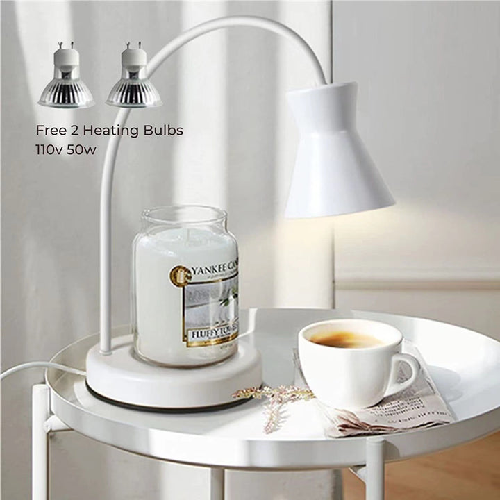 Moderna lámpara de mesa de metal minimalista con soporte ajustable de reloj de arena de 2 luces para derretir cera junto a la cama 