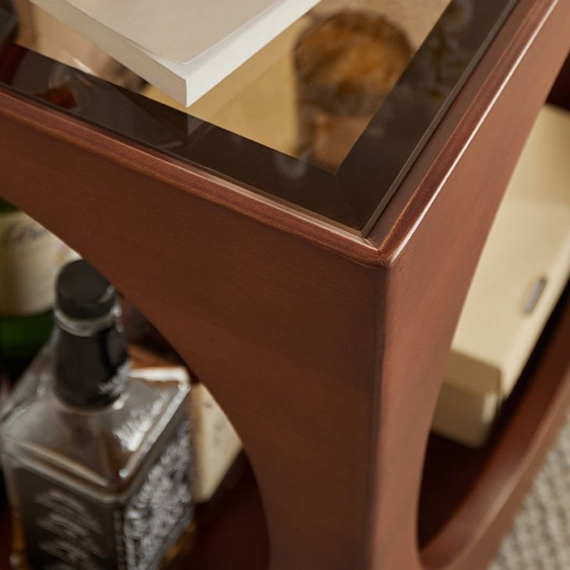 Zeitgenössischer nordischer quadratischer Holzcouchtisch 2-stufig für das Wohnzimmer 