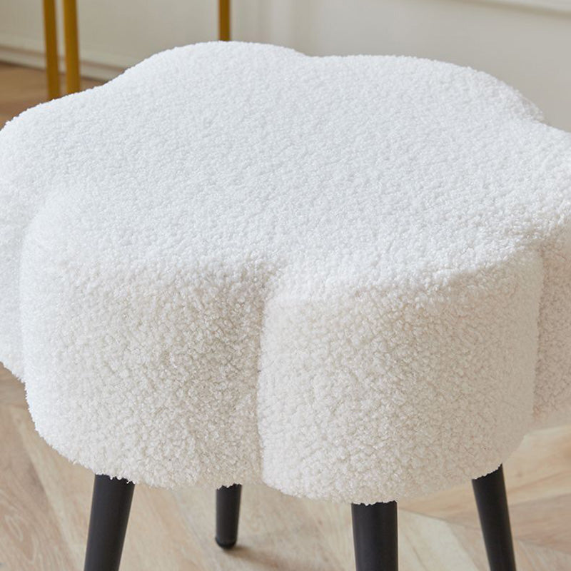 Modern Minimalist Cloud Sherpa Fabric Iron Vanity Stool For Bedroom