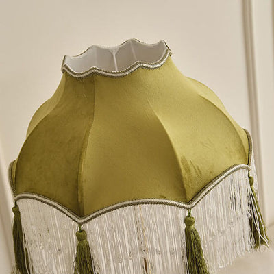 Traditional Vintage Brass Umbrella Tassels 1-Light Standing Floor Lamp For Living Room