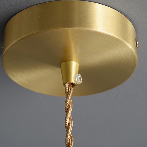 Traditional Vintage Cylindrical Brass Glass 1-Light Pendant Light For Bedroom