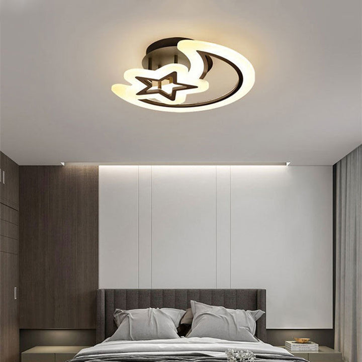 Moderne minimalistische Mondstern-Hardware Acryl LED Semi-Flush Mount Deckenleuchte für Wohnzimmer 