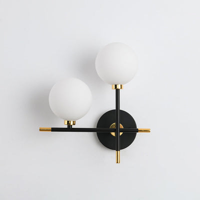 Contemporary Scandinavian Glass Orb Iron 2-Light Wall Sconce Lamp For Hallway