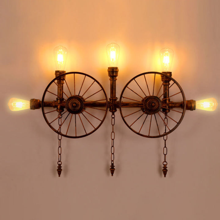 Industrial Vintage Iron Glass Water Pipe Candelabra 5-Light Wall Sconce Lamp