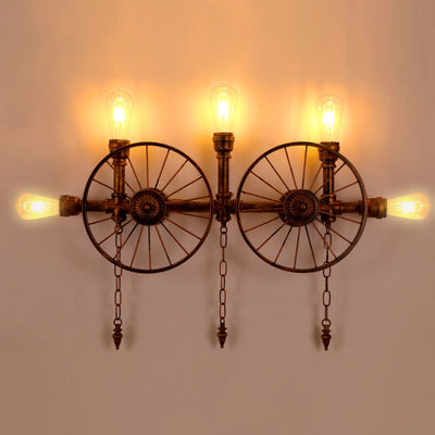 Industrial Vintage Iron Glass Water Pipe Candelabra 5-Light Wall Sconce Lamp