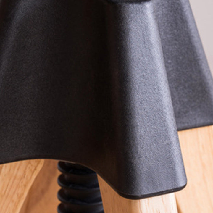 Traditioneller Vintage-Thekenhocker aus Gummibaumholz, rund, mit höhenverstellbarer Nylon-Gewindestange, drehbar, mit Fußstütze, für die Küche 