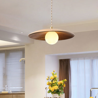 Modern Minimalist Log Long Line Circular 1-Light Pendant Light