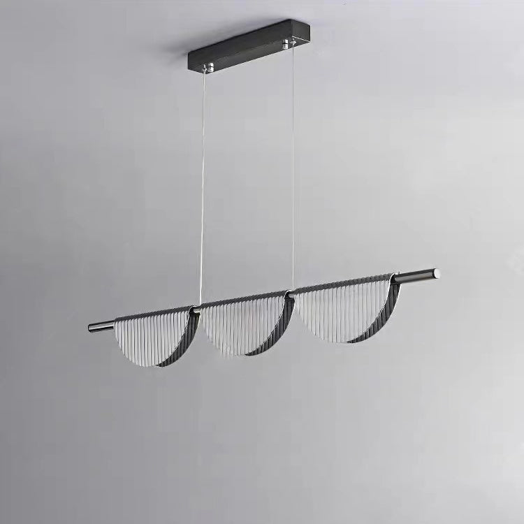 Lustre LED à îlot avec abat-jour semi-circulaire en verre acrylique de simplicité contemporaine pour salon 